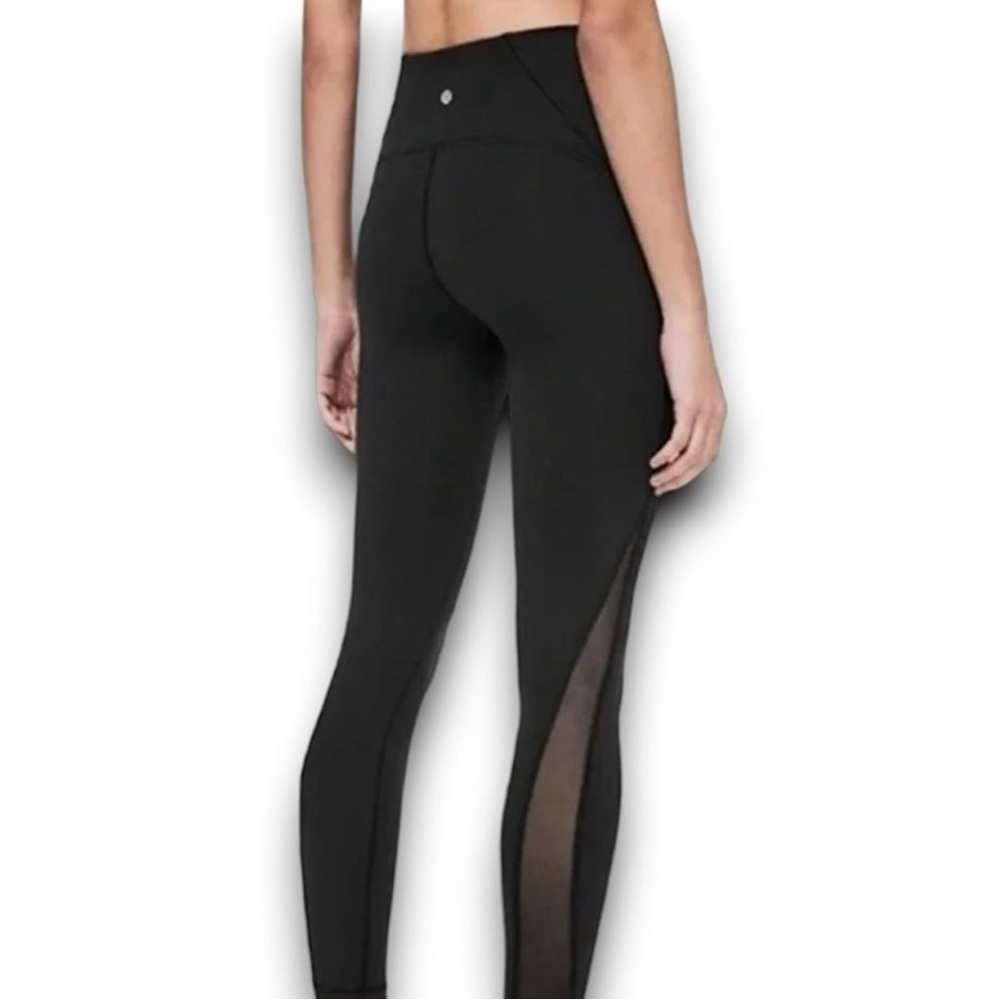 Lululemon WUNDER UNDER HIGH RISE Side Mesh Black Leggings 8